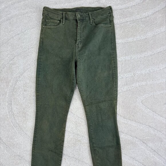 MOTHER The Looker High Waisted Olive Green Ankle Jeans - Picture 1 of 6